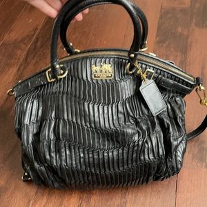 COACH Madison Gathered Lindsey Leather Satchel